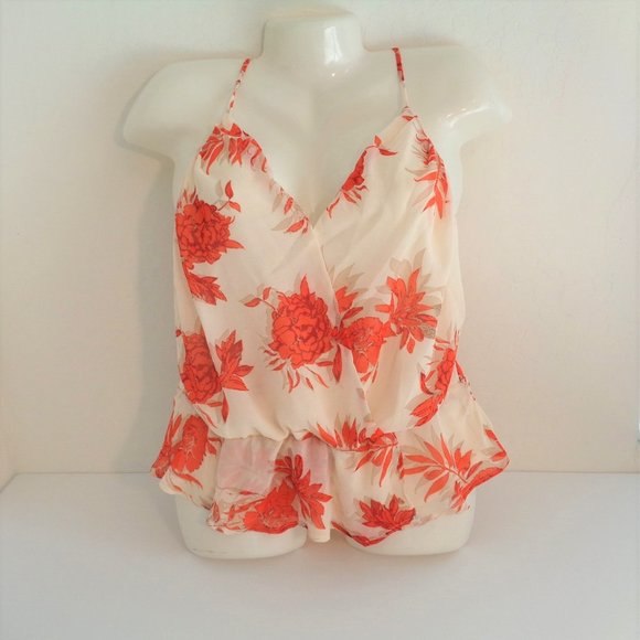 ASTR the Label Nordstrom Floral Peplum Tank Top Strappy Back Cami Red Size XL - Picture 3 of 6